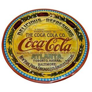Vintage Coca Cola 12' Metal Tray Delicious Refresh Coke ATL NY‎ Philly LA Dallas
